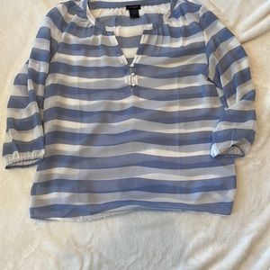 Ann Taylor small blue and white striped blouse